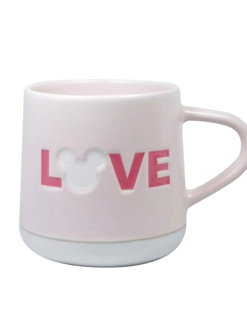DISNEY PARKS Mickey Silhouette LOVE Pink Ceramic Coffee Mug -- Never Used - NWOT